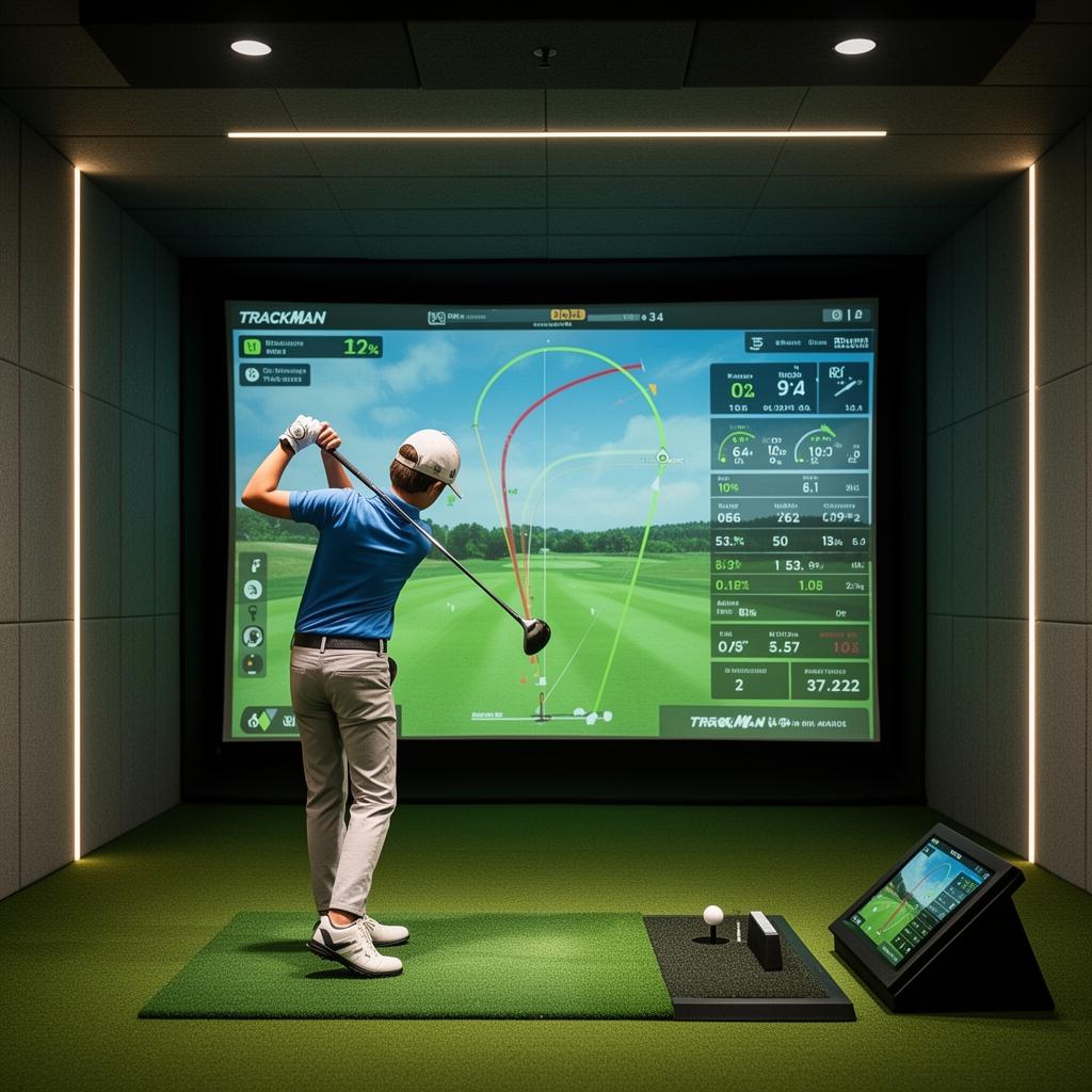 Junior golfer using TrackMan simulator